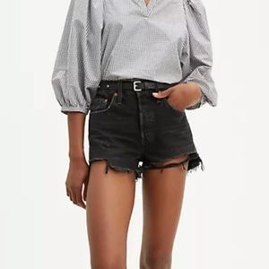 Levi’s Black High Waisted 501 Jean Shorts